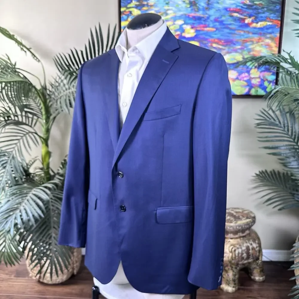 Massimo Dutti Men 46R Sportcoat Super 130s Wool Tonal deep blue